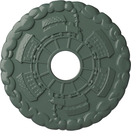 Ekena Millwork Kendall Train Station Medallion (Canopies up to 3 7/8"), 18 1/2"OD x 3 7/8"ID x 1"P, Cloud Burst CM18KDCBF